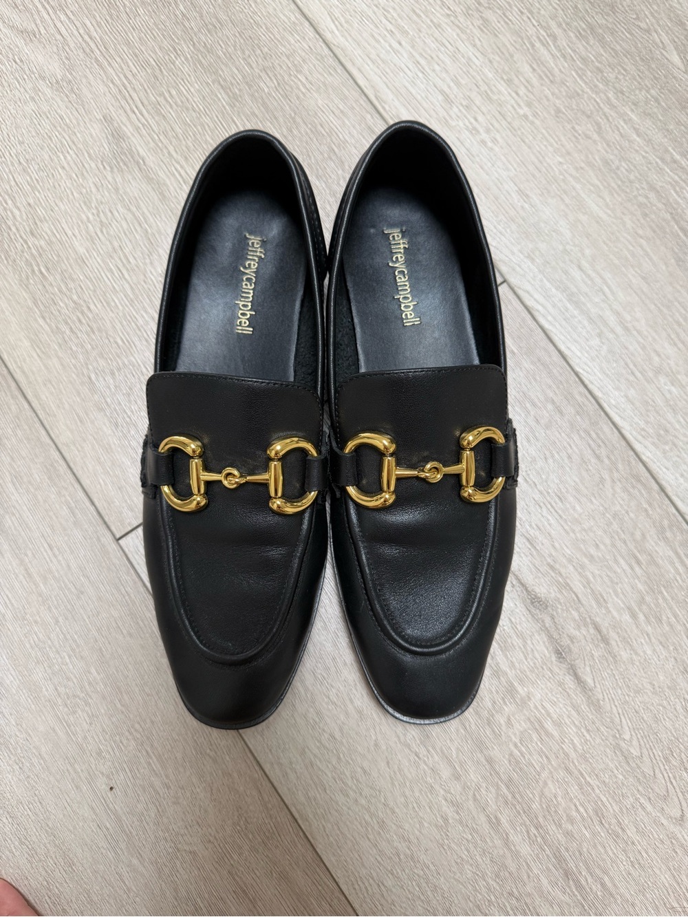 Jeffrey Campbell Black Leather Horsebit Loafers 7.5